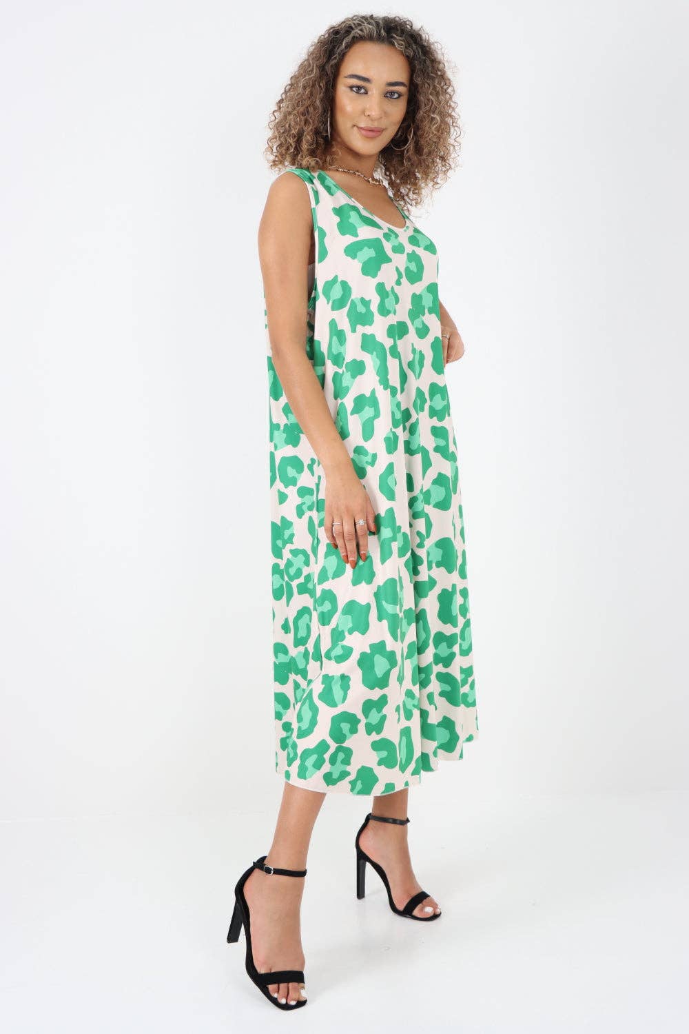 Miss Bold - Vendita all'ingrosso Vestito - Donna - Abito longuette senza maniche con stampa animalier italiana6