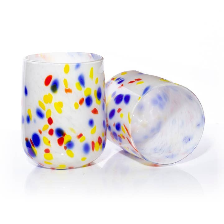 Bicchiere da vino senza stelo - Primary Spots per la vendita all'ingrosso da parte di Clink Glassworks