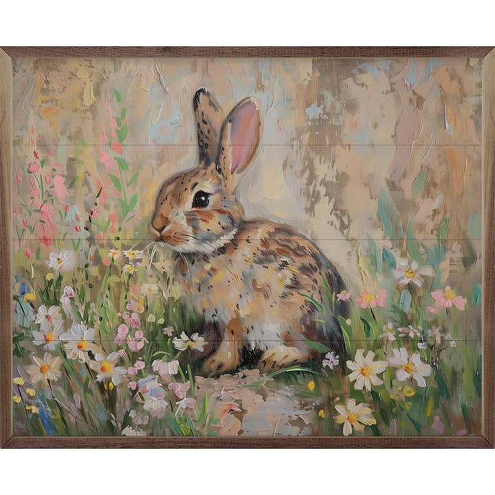 Kendrick Home - Wholesale Wood Wall Art - Spring Bunny By Nini Art