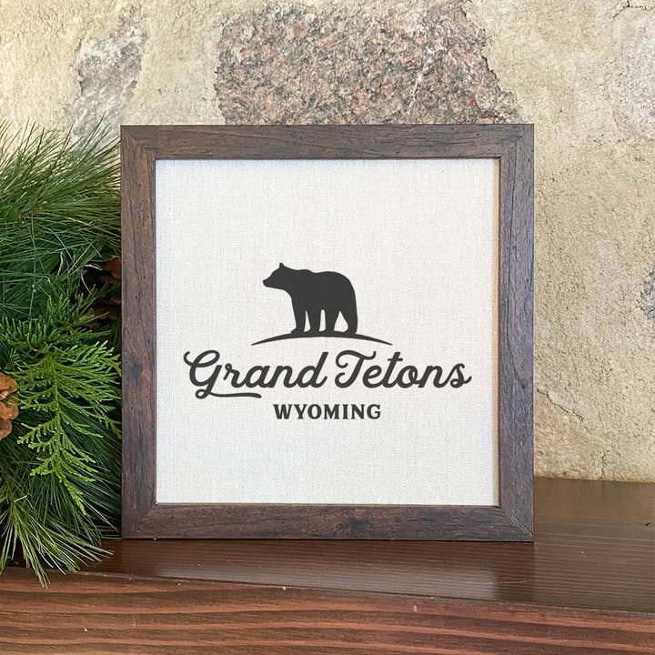 Bear Silhouette w/ City, State - Custom Framed Sign for wholesale by North & Pine