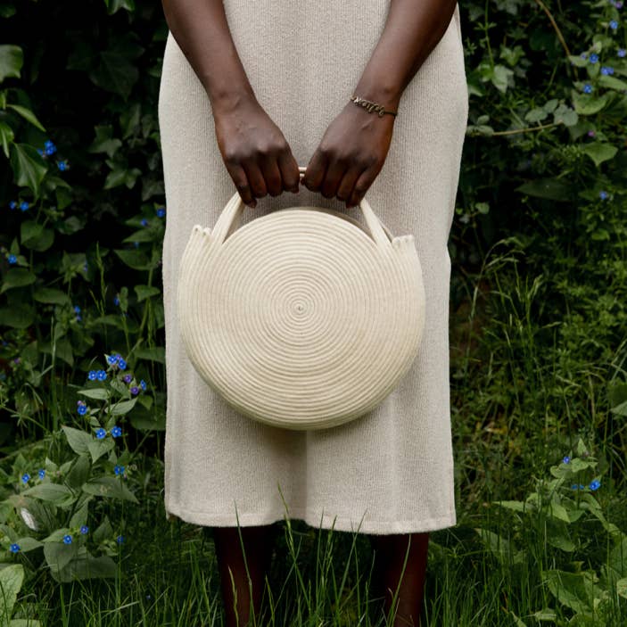 MADE TO ORDER - Rope Basket Bag- Cream for wholesale by La Basketry