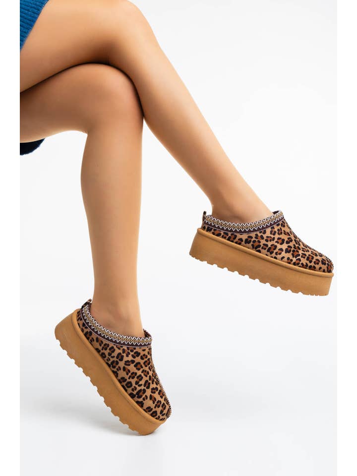 No Doubt Shoes - Wholesale Slides - Women's - Women's Faux Fur Lined Slipper Platform Sliders Aztec Mules 18