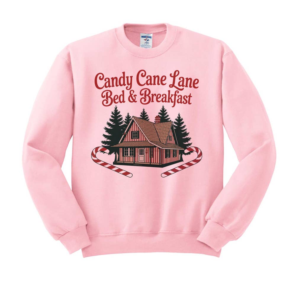 DaisyChainDesignCo - Vente Sweat-shirt à imprimés – femme - Sweat-shirt de Noël à col rond Candy Cane Lane3