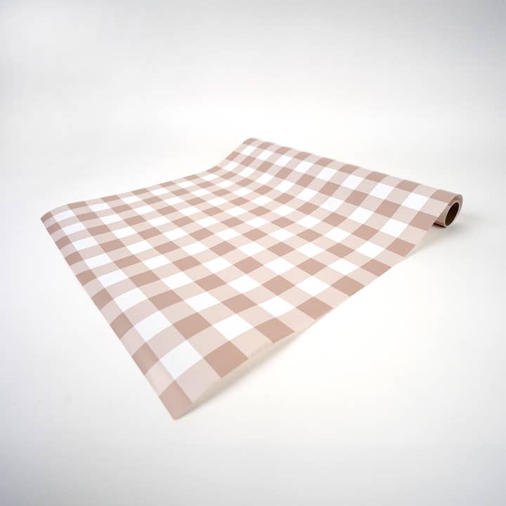 Gatherings by Curated Paperie - Venta al por mayor Manteles/corredores de mesa desechables - Camino de mesa de papel a cuadros vichy marrón
