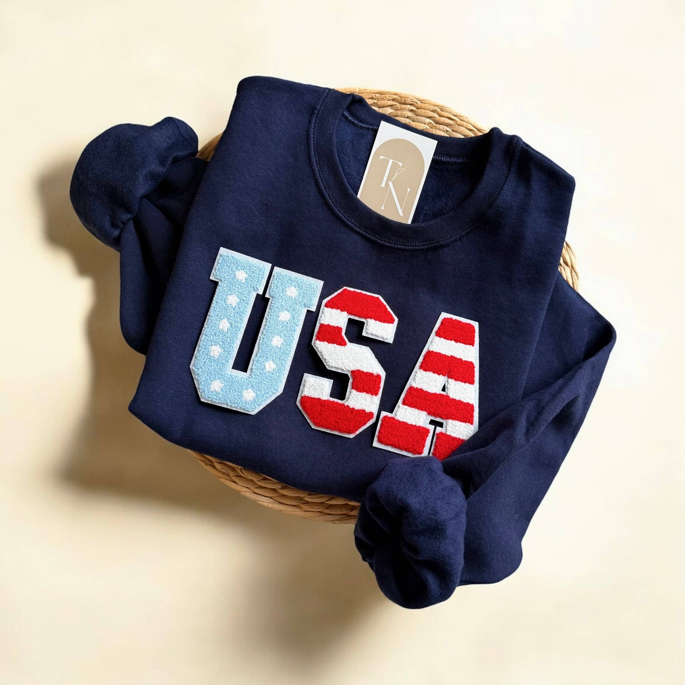 Threads And Needles, INC. - Wholesale Graphic Sweatshirt - Unisex -  4th Of July USA Crewneck Sweatshirt, 4th of July Clothes1