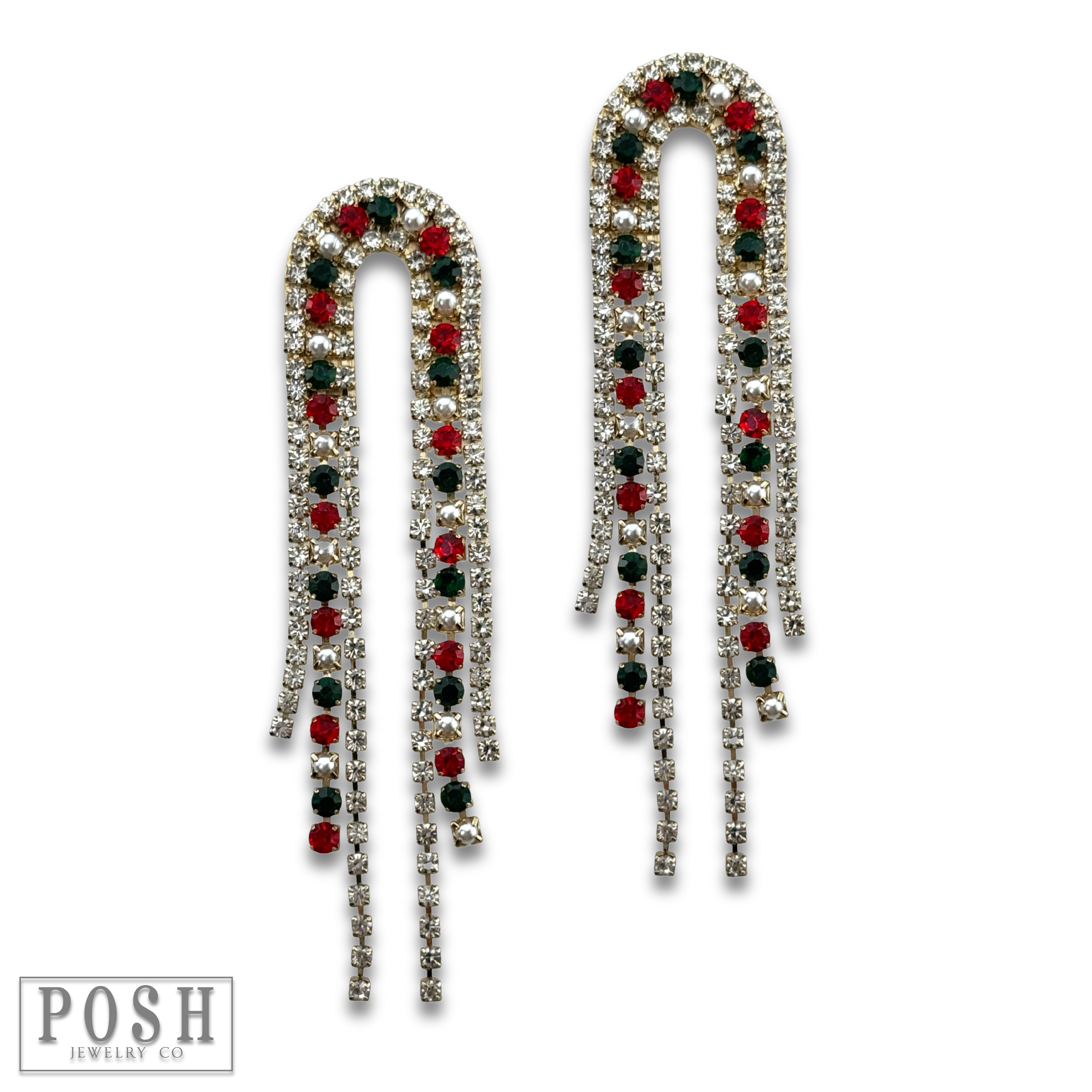 Pink Panache Brands - Wholesale Tassel Earrings - Arched rhinestone fringe earring - LC5