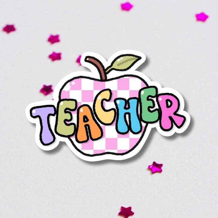 Lärarrutig Apple Vinyl klistermärke för wholesale av Get Stoked
