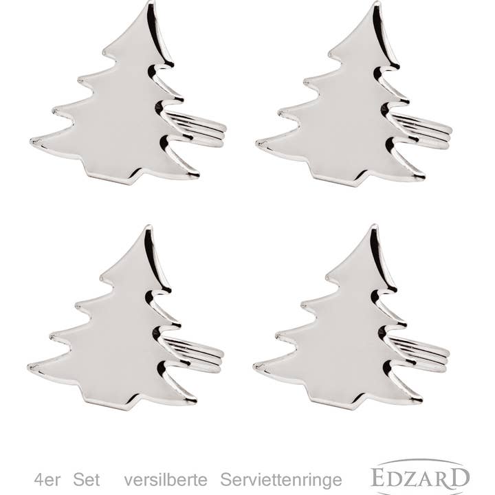 Set of 4 Napkin Rings Christmas Tree, e.g., for Christmas for wholesale by EDZARD