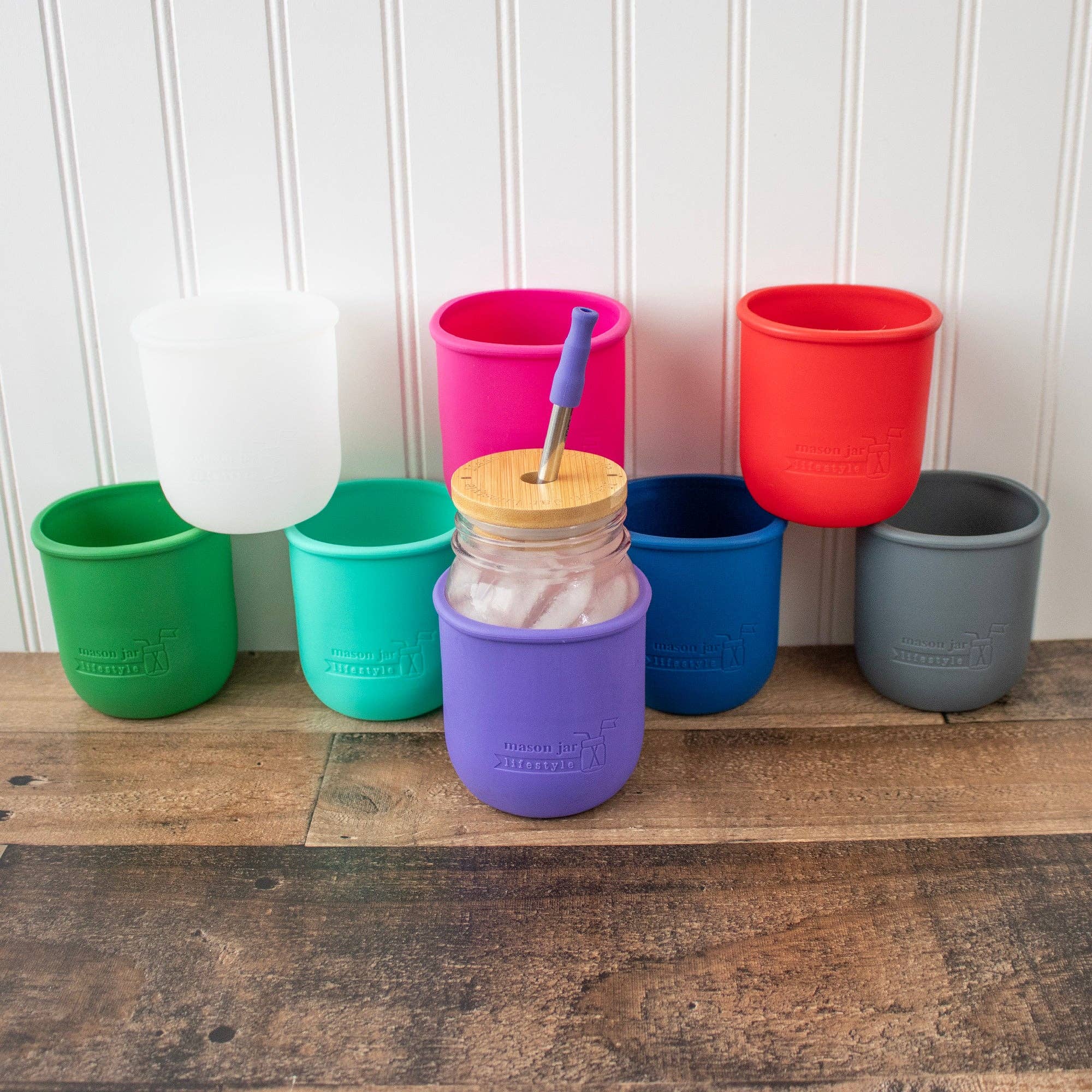 Mason Jar Lifestyle - Wholesale Drink Huggers & Koozies - Silicone Sleeve for Regular Mouth Pint 16oz Mason Jars25