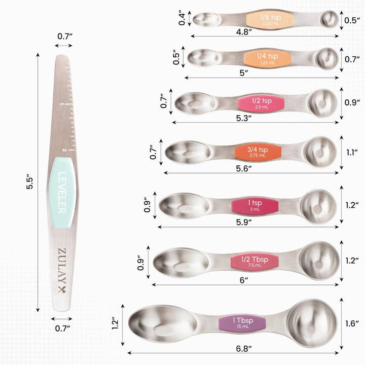 Zulay Kitchen - Wholesale Measuring spoon - Stackable Magnetic Spoons Set of 8 - Stainless Steel15