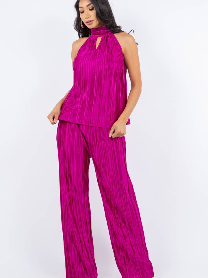 Women's Pleated Top and Pants Set for wholesale by Fashion Space