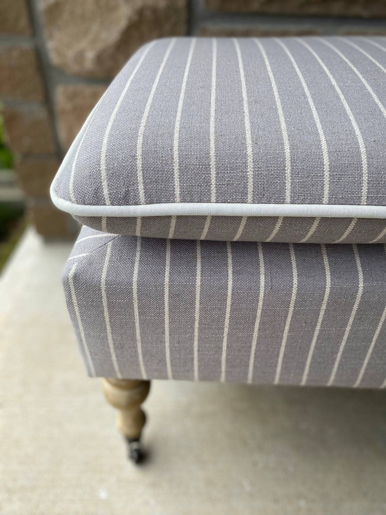 Seat4uhome - Wholesale Bench - Linen Ticking Upholstered Pillowtop 48" Rossini Bench-Gray5