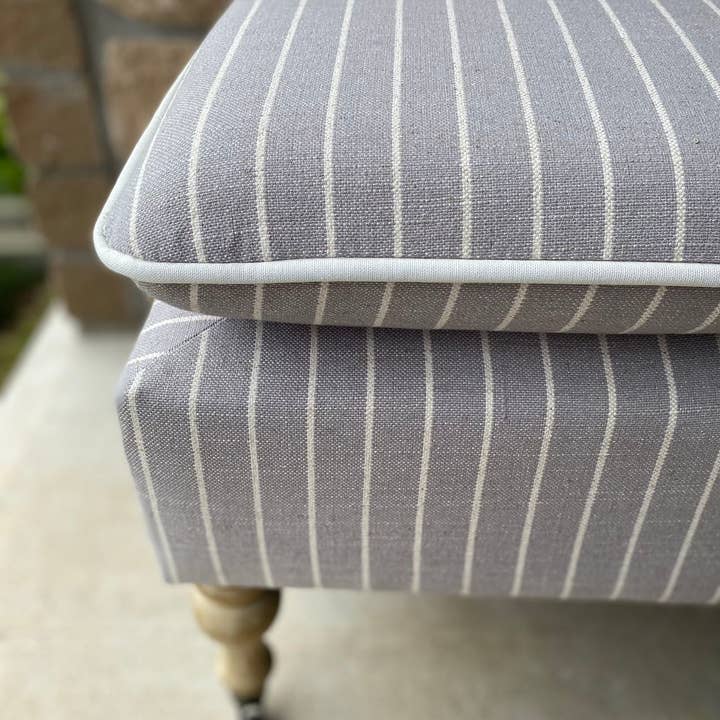 Seat4uhome - Wholesale Bench - Linen Ticking Upholstered Pillowtop 48" Rossini Bench-Gray5