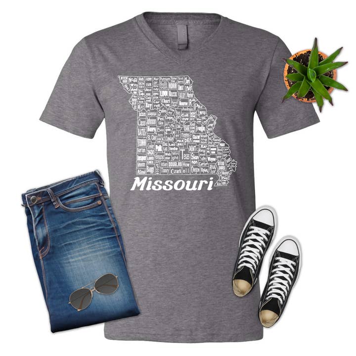 Missouri State County Map Shirt, T-shirt V-Neck for wholesale by 316 Legacy LLC