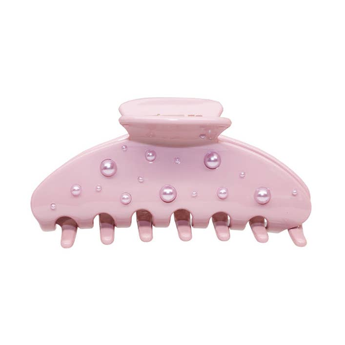Blush Pink Pearl-Accent Hair Claw Clip for wholesale by LadyJuneAccessories