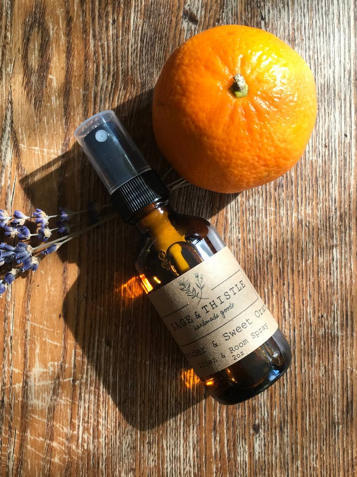 Lavender & Sweet Orange Room & Linen Spray for wholesale by Sage & Thistle Handmade Goods