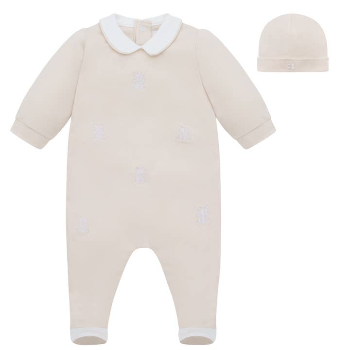Lionel Boys Stenblå Babydragt med Teddybjørn Broderi & Hat for engroshandel hos Emile Et Rose