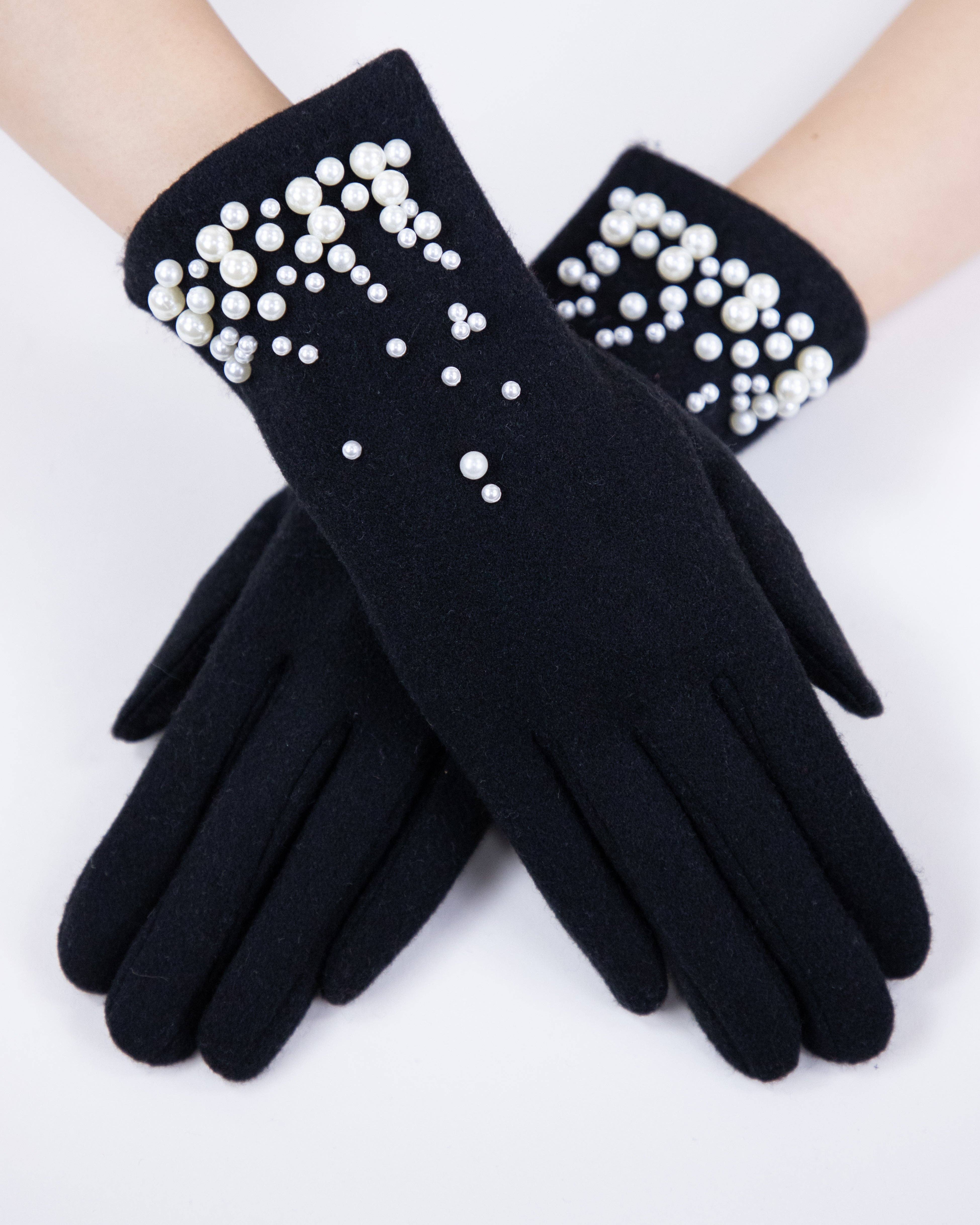Original USA - Wholesale Gloves - Women's - Wool Felted Gloves w/ Pearls  (TS)1