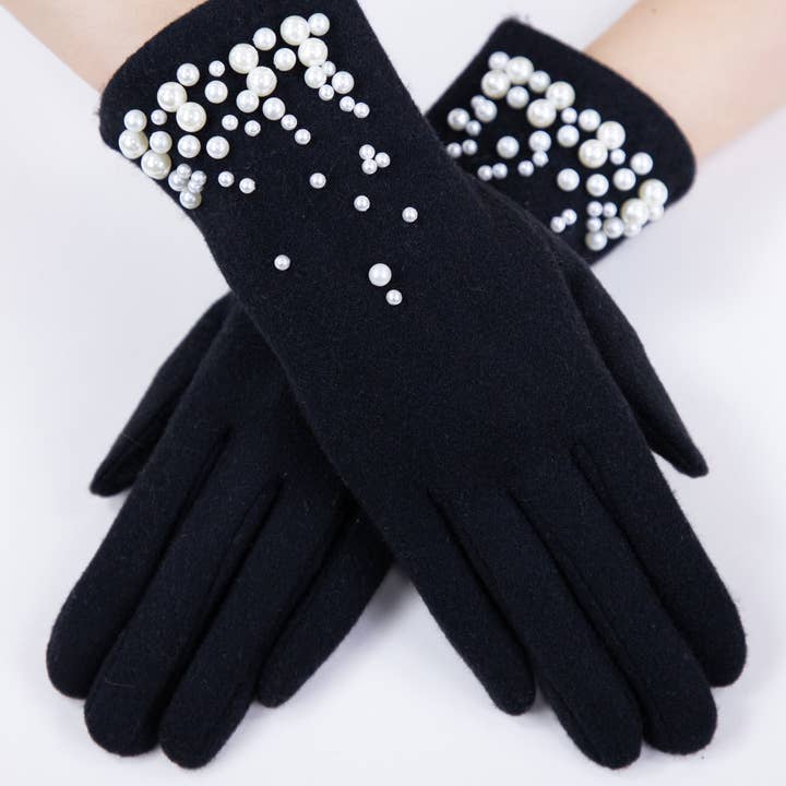 Original USA - Wholesale Gloves - Women's - Wool Felted Gloves w/ Pearls (TS)1
