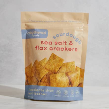 Unbothered Foods - Vendita all'ingrosso Cracker - Cracker al Lievito Madre con Sale Marino e Semi di Lino - Amici dell'Intestino