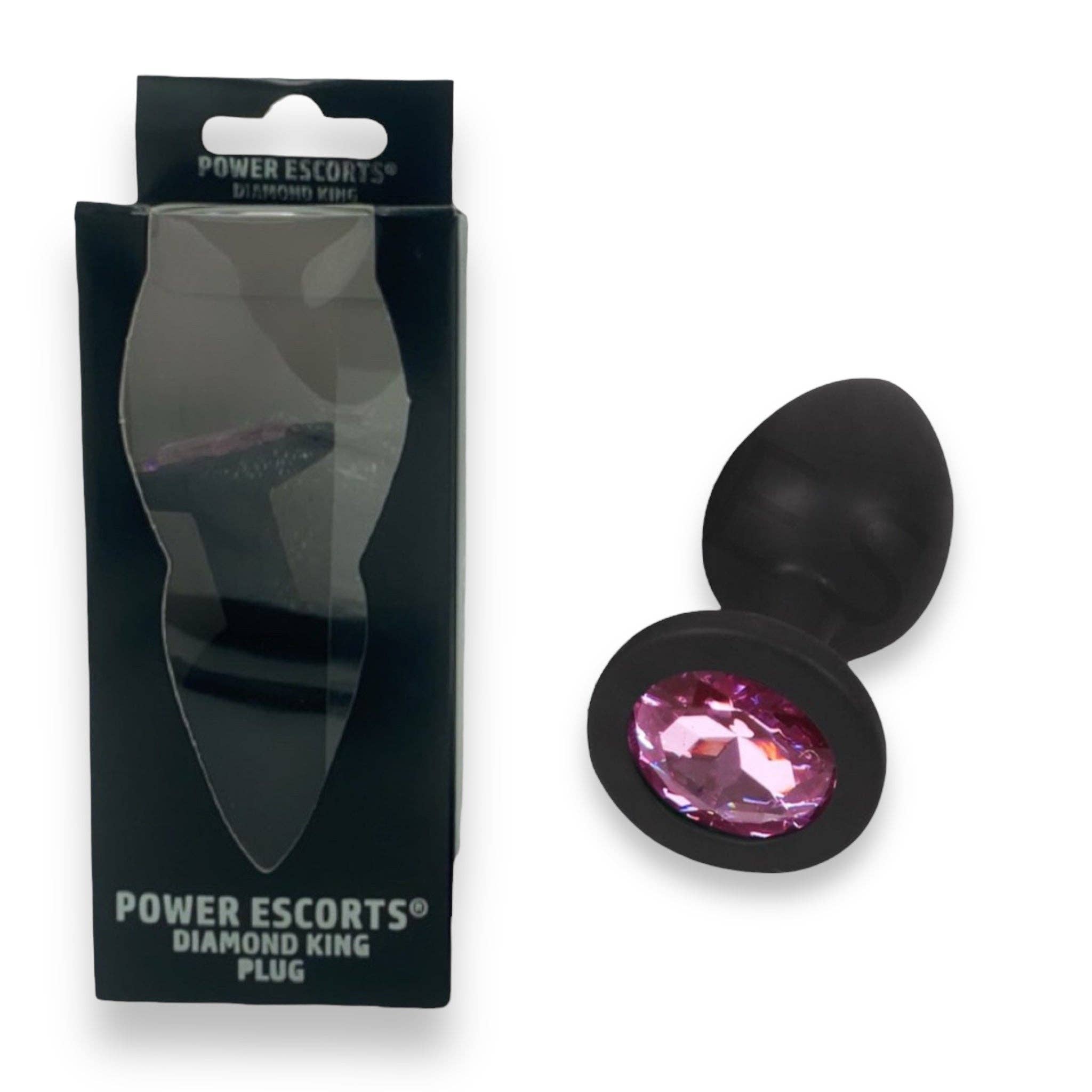 Kinky Pleasure - Wholesale Sex Toy - Power Escorts - BR135 - Diamond King - Silicone Butt Plug - Black - 6 Colors - 3 Sizes5