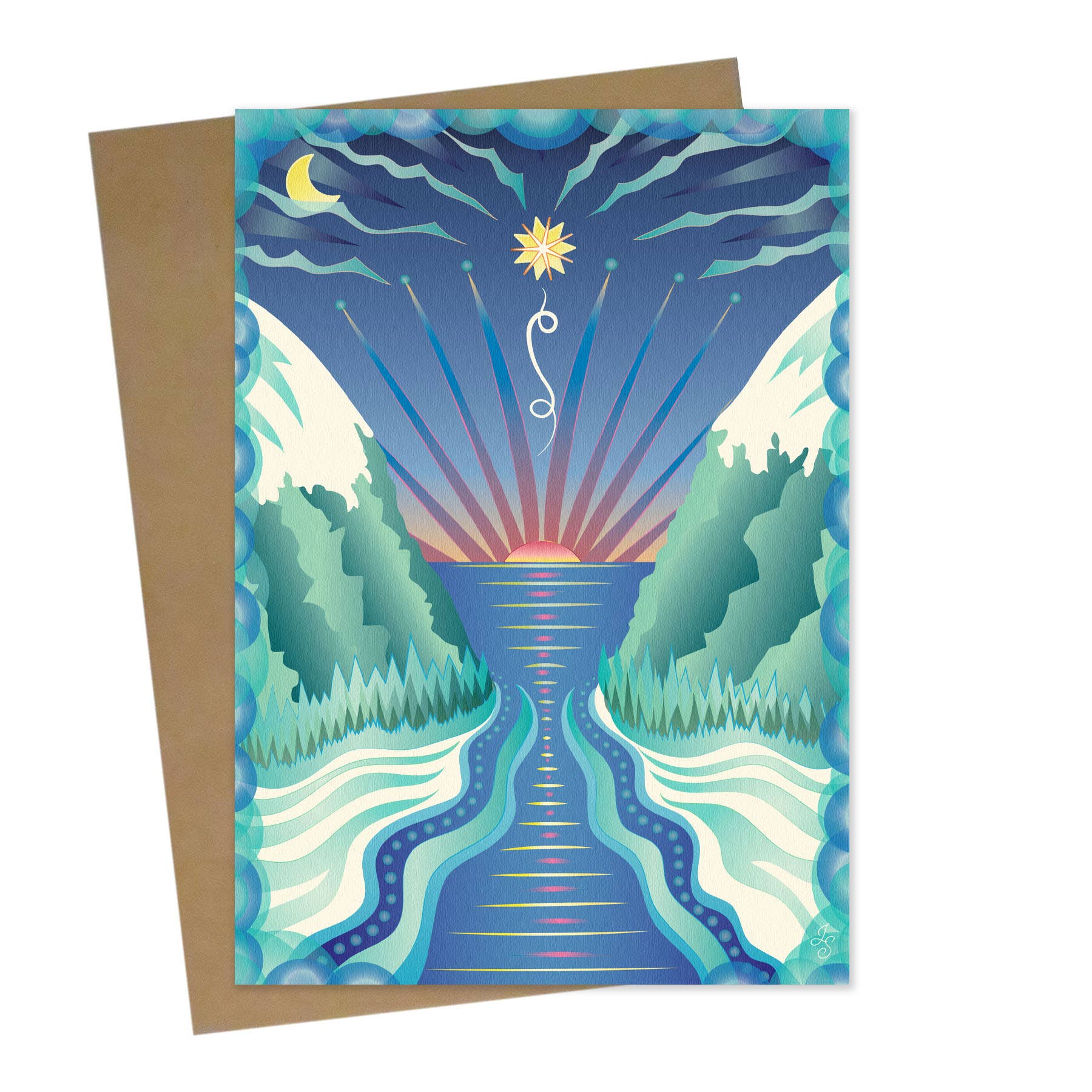 Bella Blue Designs - Wholesale Season's Greetings Card - Holiday Cards on Bamboo Paper - Box of 6, Stillness Winter1