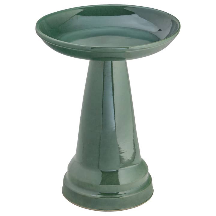 Birds Choice - Wholesale Bird Bath - Ohio Stoneware Bird Bath in Summer Green Made in USA