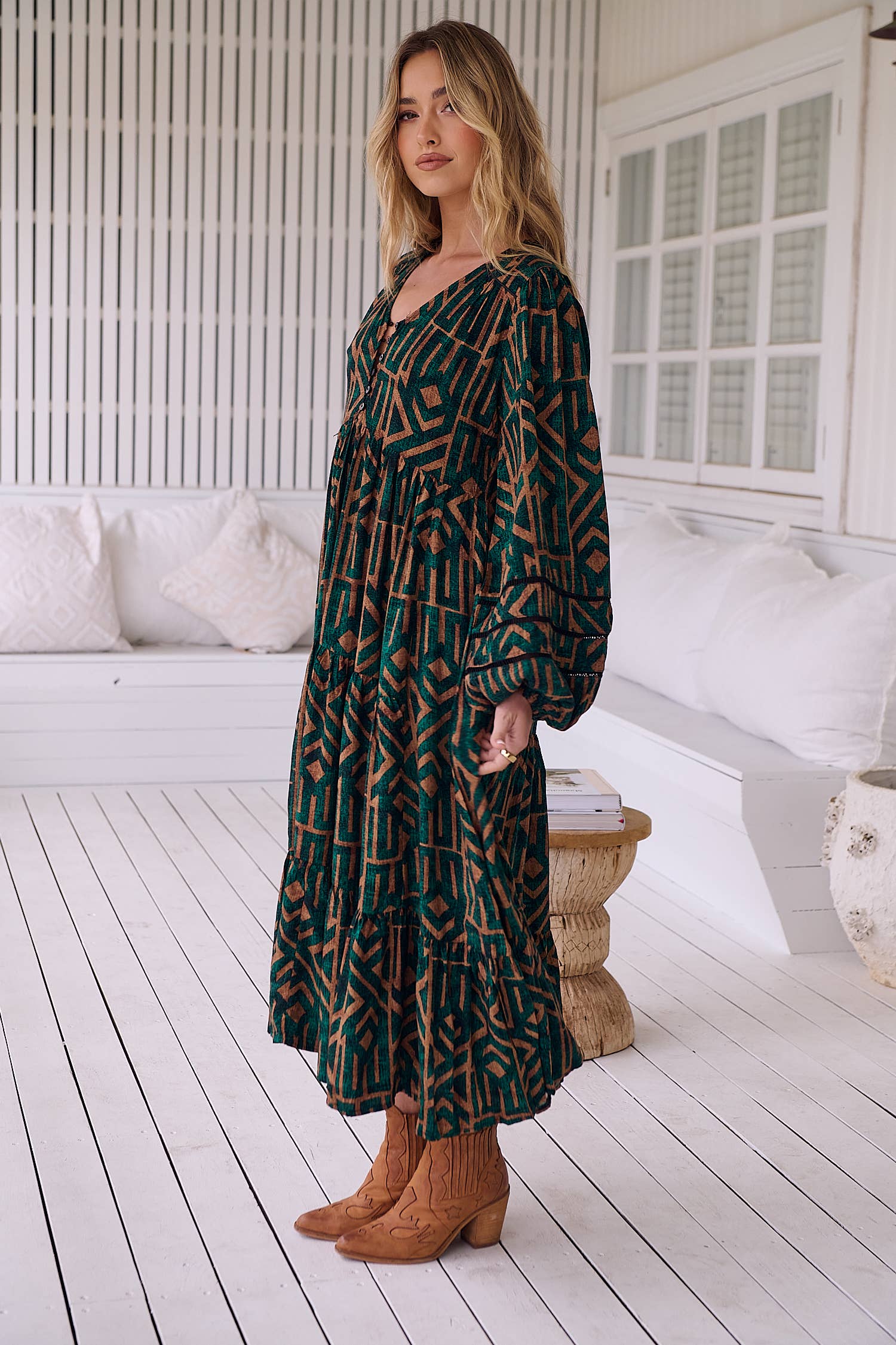 Jaase - Wholesale Dress - Women's - EMERALD PRINT EVE MIDI7