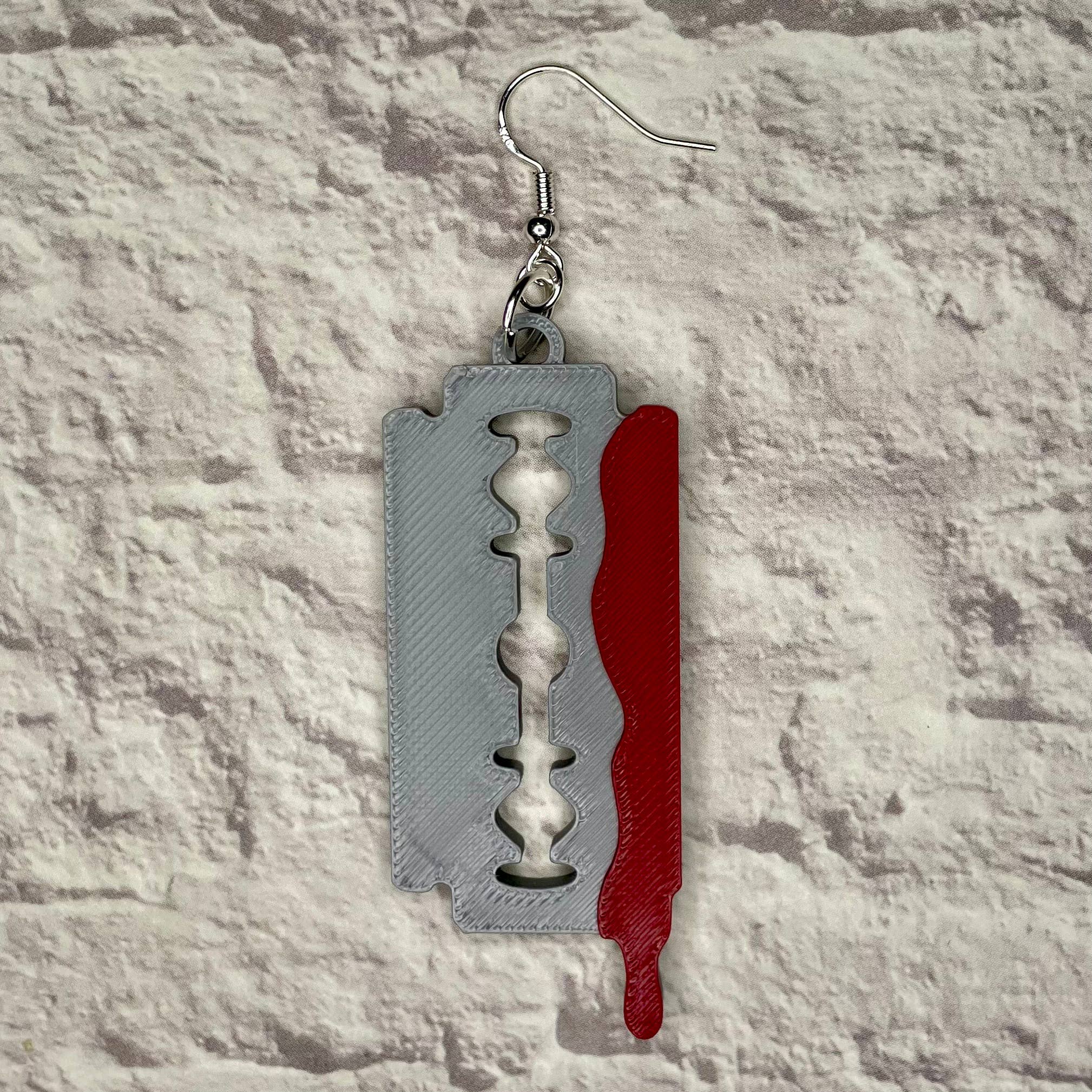 Cryptid Craft Studio - Wholesale Dangle Earrings - Razor Blade Statement Earrings 3D Printed1
