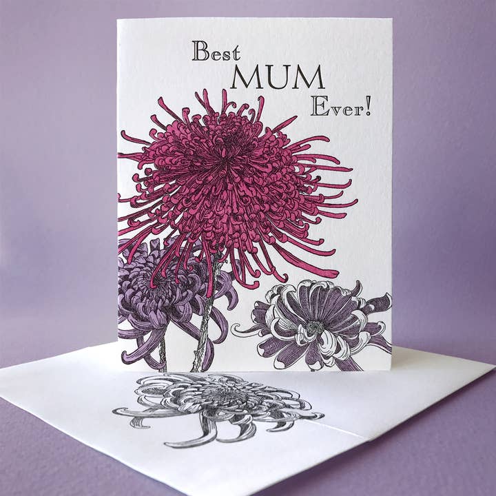 Chrysanthemum Mother's Day and Blank Note Card for wholesale by Painted Tongue Press