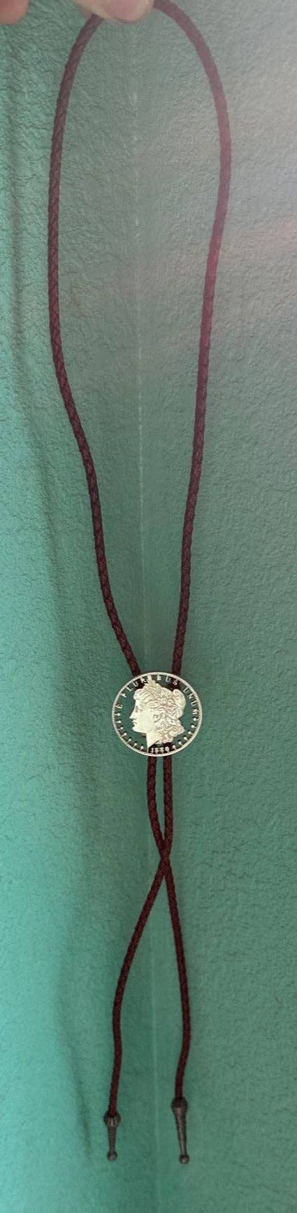 Mountainstruck Coin Rings and Jewelry - Wholesale Necktie - Men's - U.S. Morgan Dollar Hand Cut Silver Coin Bolo Tie (front)3