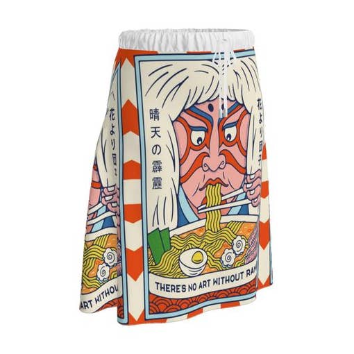 Harajuku Ramen Crepe Midi Skirt — Silk-Lined, Light & Playful for wholesale by Future Is Retro