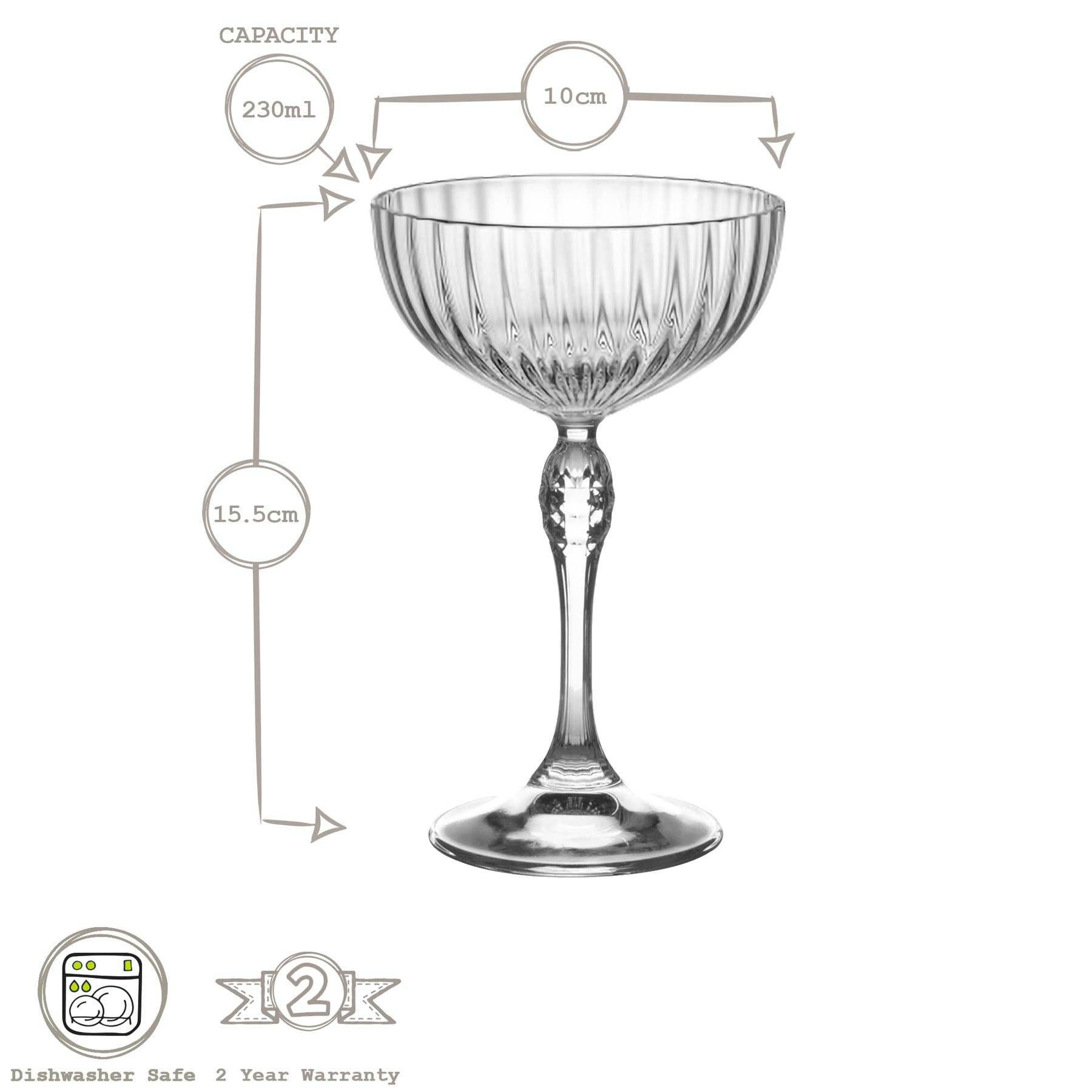 Rinkit Ltd – Engroshandel Cocktail-/likørglas – Bormioli Rocco America '20'erne Champagne Underkop - 230 ml3