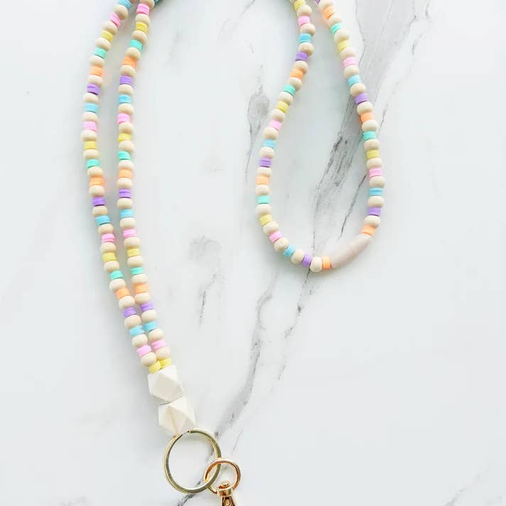 Lanyard Lovebirds - Wholesale Lanyard - Women's - Pastel Perfection Fully Beaded Lanyard 0