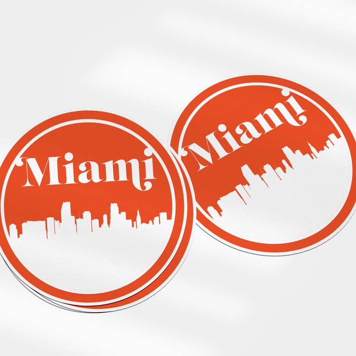 Retro skyline sticker van Miami Florida | Meerdere kleuren voor wholesale door Paperfinch Design