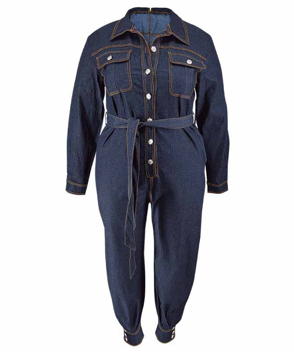 Aria Romance - Vente Combinaison – femme - Combinaison en jean décontractée à col en V3