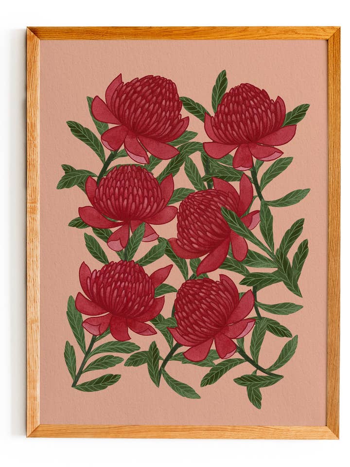 Waratah Unframed Art Print With Giclée Printing for wholesale by PalettebyDiana