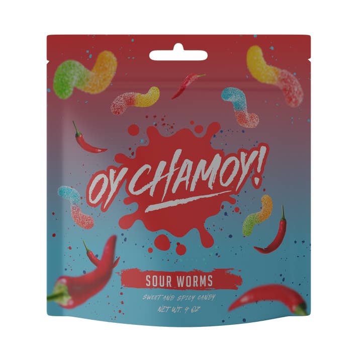 Oy Chamoy! Sour Worms 4oz. for wholesale by Fizz and Sweets Wholesale