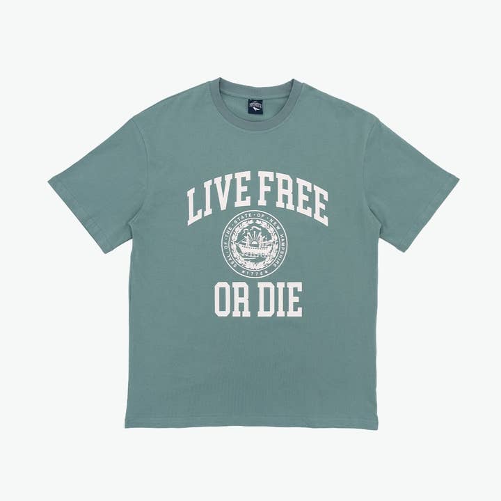 Live Free Or Die T-Shirt - Sea Glass Green for wholesale by The Just Brand