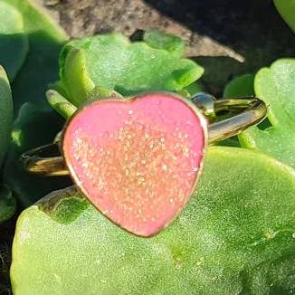 Ring Herz Rosa Herz Sanftheit aus Gold 💗Einzigartig Vergoldet 18 Karat 9mm für den Großhandel von Maroussia Bijou