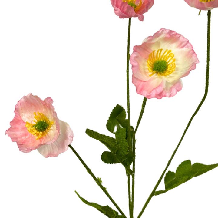 David Christopher's Collection - Wholesale Artificial Flowers - Flowering Fields Mini Poppy Spray - Pink - 23.5”1