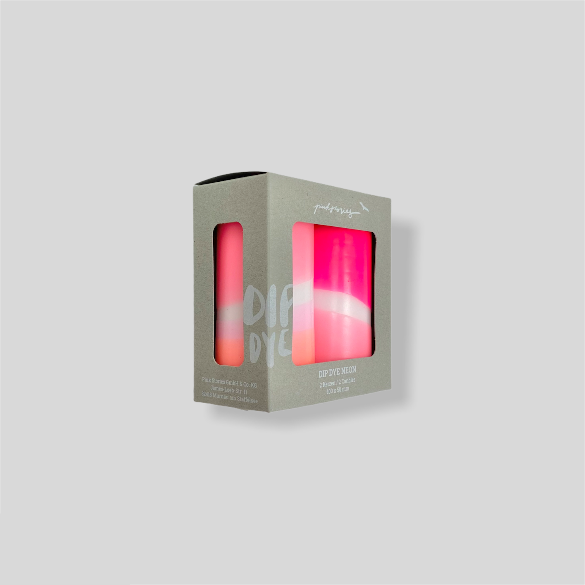 Pink Stories – wholesale Pillar candle – Dip Dye Neon * Flamingo Feathers1