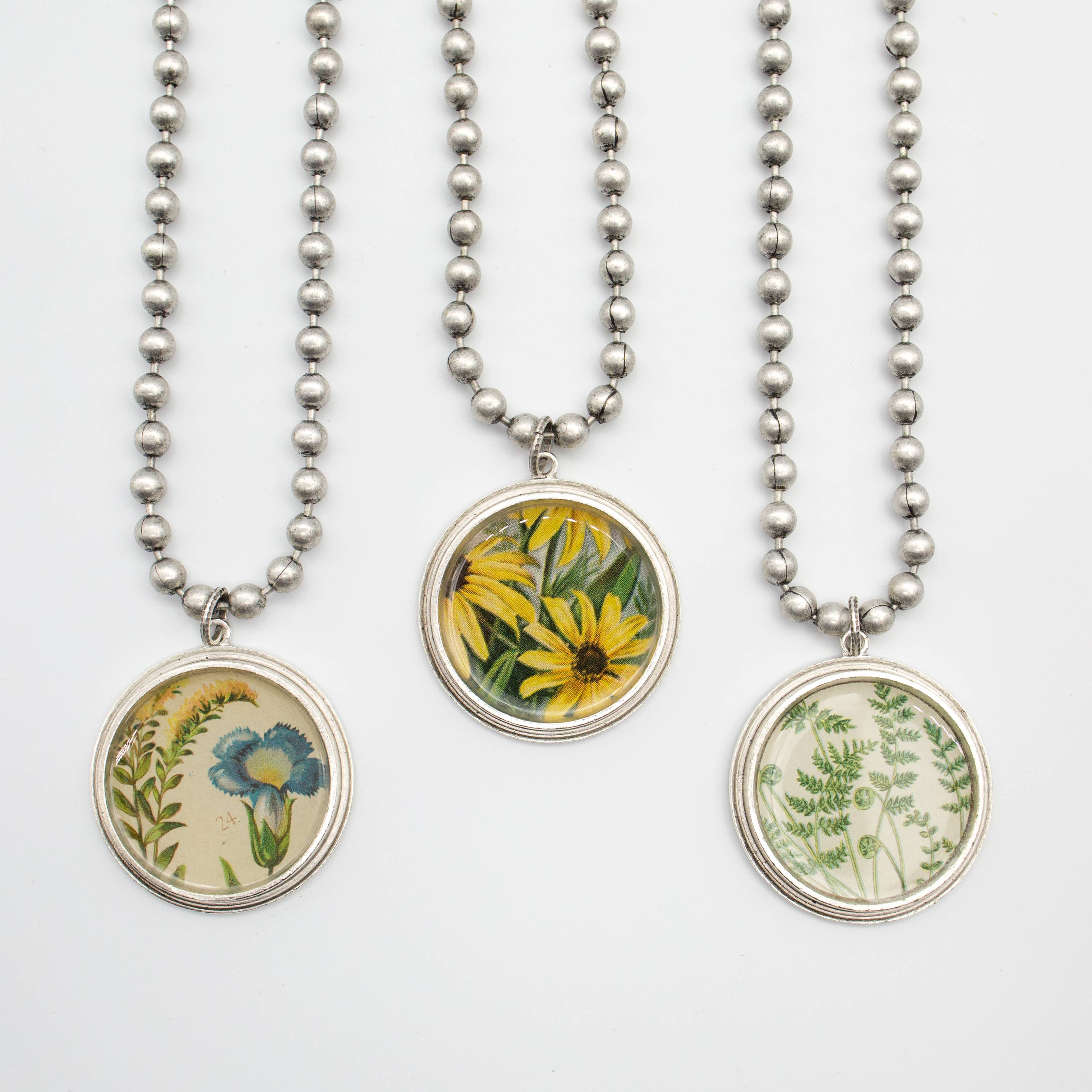 joeyfivecents - Wholesale Pendant/Charm Necklace - Large Chunky Silver Necklace - flowers, garden, rich color3