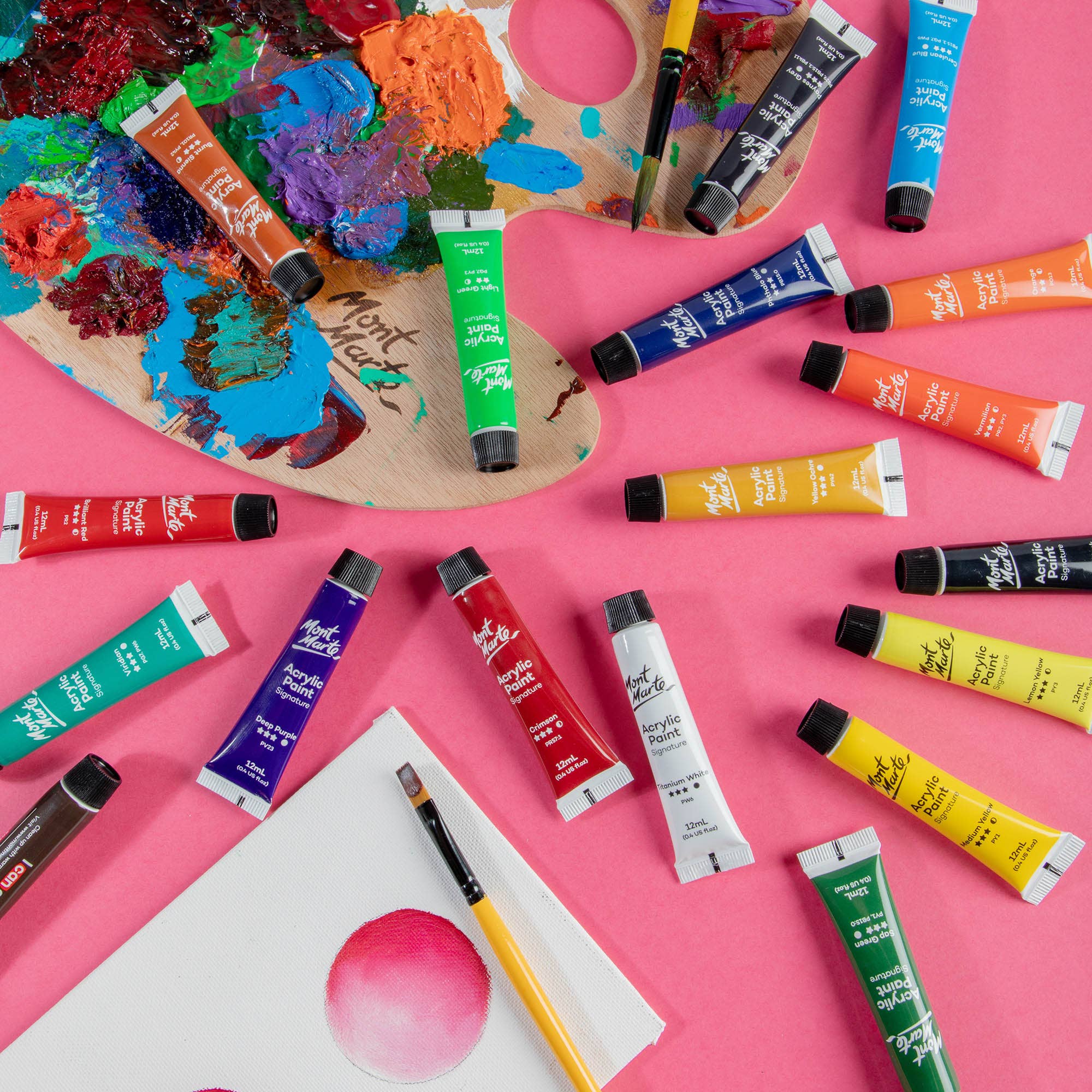 Mont Marte Usa, Inc. - Wholesale Paint Set - Acrylic Paints Signature 18pc x 12ml (0.4 US fl.oz)8