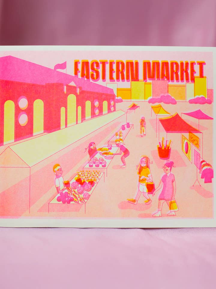 Eastern Market Risograph Art Print (Washington, D.C. Parks) for wholesale by By Danielle Witten