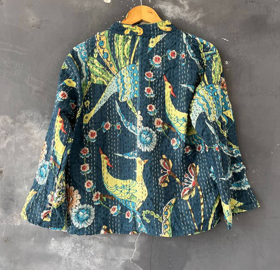 Bhawana Handicrafts - Wholesale Jacket - Women's - Bird Printed Jacket Women Cotton Kantha Jacket Short Coats3