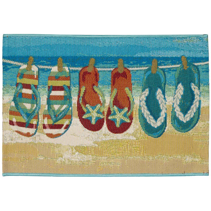 Esencia Flip Flops Forever Indoor/Outdoor Mat Blue for wholesale by Liora Manne