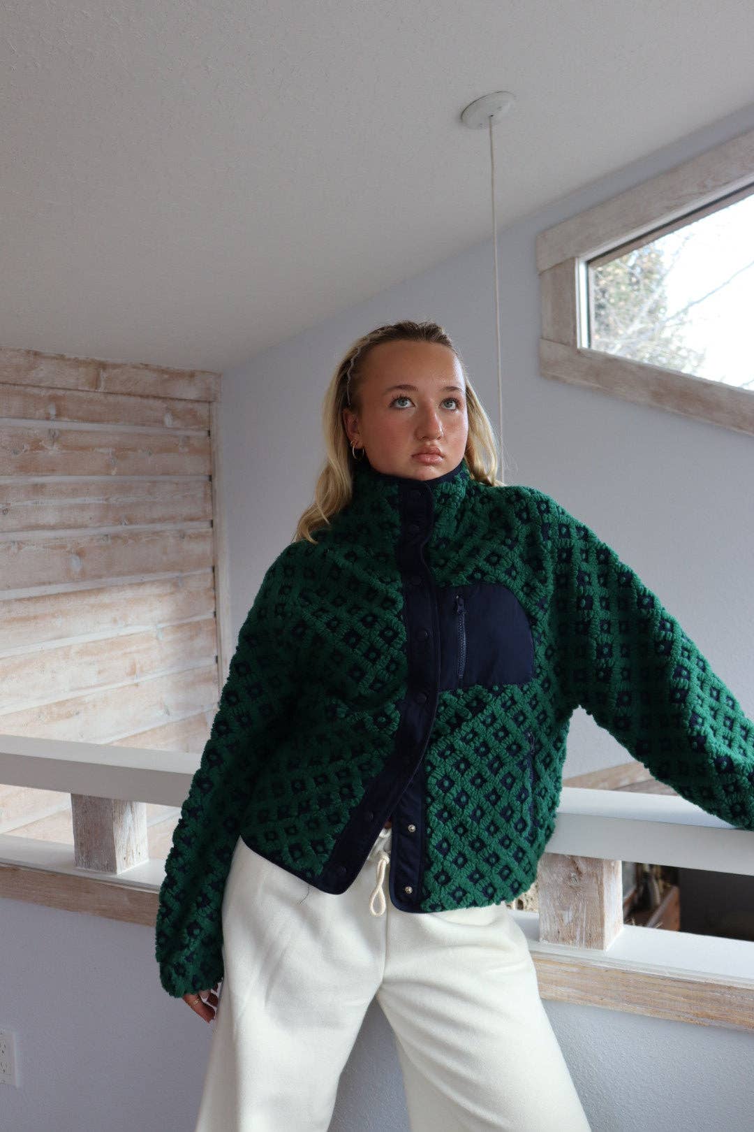 Midnight Lunch – Blusão - Mulher por atacado – Casaco Teton | Azul Marinho + Verde5