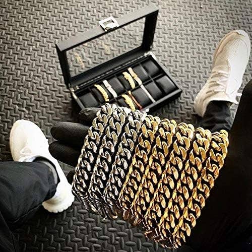 digsell - Wholesale Link & Chain Necklace - YOSZO Jin'ao 12mm 18k Gold Plated Gangster Cuban Chain Necklace With 1ct Lab Diamond Clasp