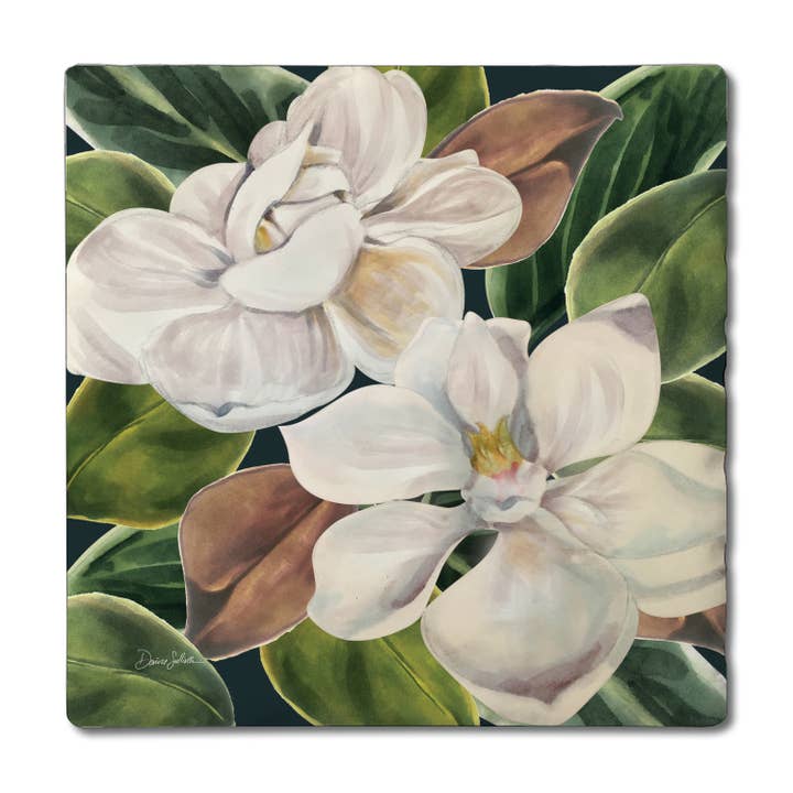Sous-verres à carreaux « Magnolia Bloom », paquet de 4 pour la vente par CounterArt/Highland Home/Thirstystone